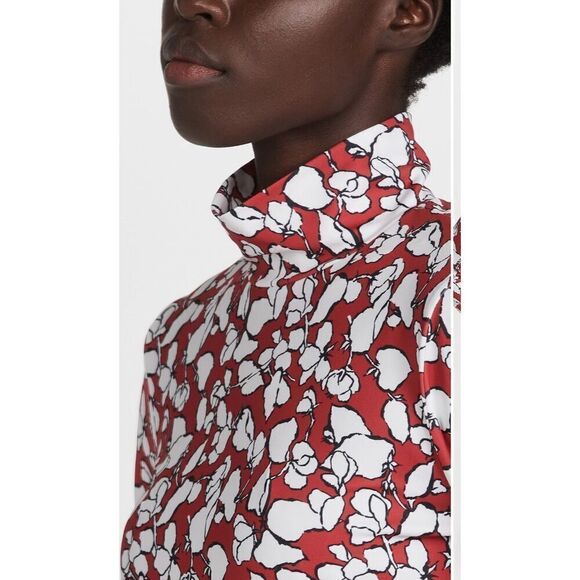 Jason Wu Jersey Turtleneck in Abstract Floral Print in Plaster Red & White NWT S - Picture 5 of 10